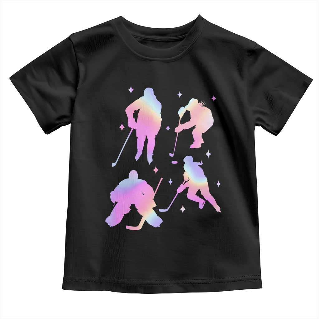 Iridescent Effect Hockey Players Retro Sport Lover Gift Toddler T Shirt TS12 Black Print Your Wear