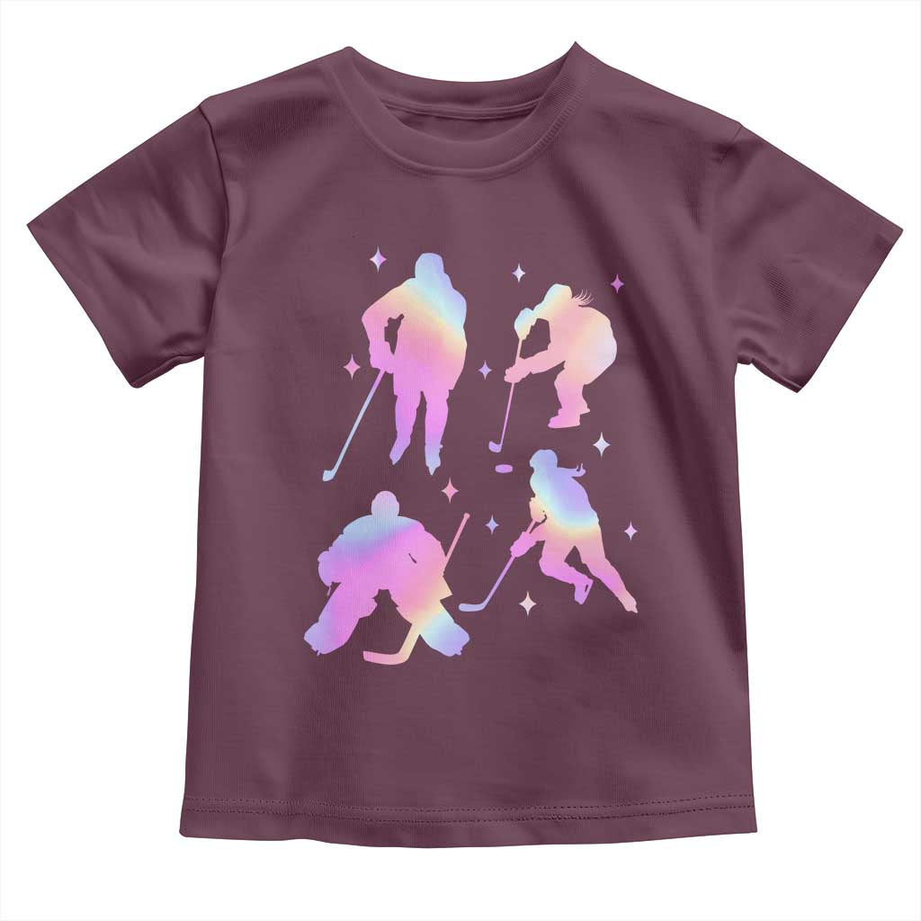 Iridescent Effect Hockey Players Retro Sport Lover Gift Toddler T Shirt TS12 Maroon Print Your Wear