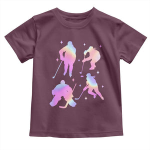 Iridescent Effect Hockey Players Retro Sport Lover Gift Toddler T Shirt TS12 Maroon Print Your Wear