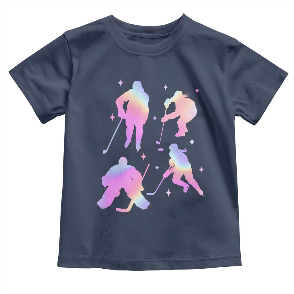 Iridescent Effect Hockey Players Retro Sport Lover Gift Toddler T Shirt TS12 Navy Print Your Wear