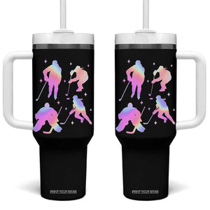 Iridescent Effect Hockey Players Retro Sport Lover Gift Tumbler With Handle TS12 One Size: 40 oz Black Print Your Wear
