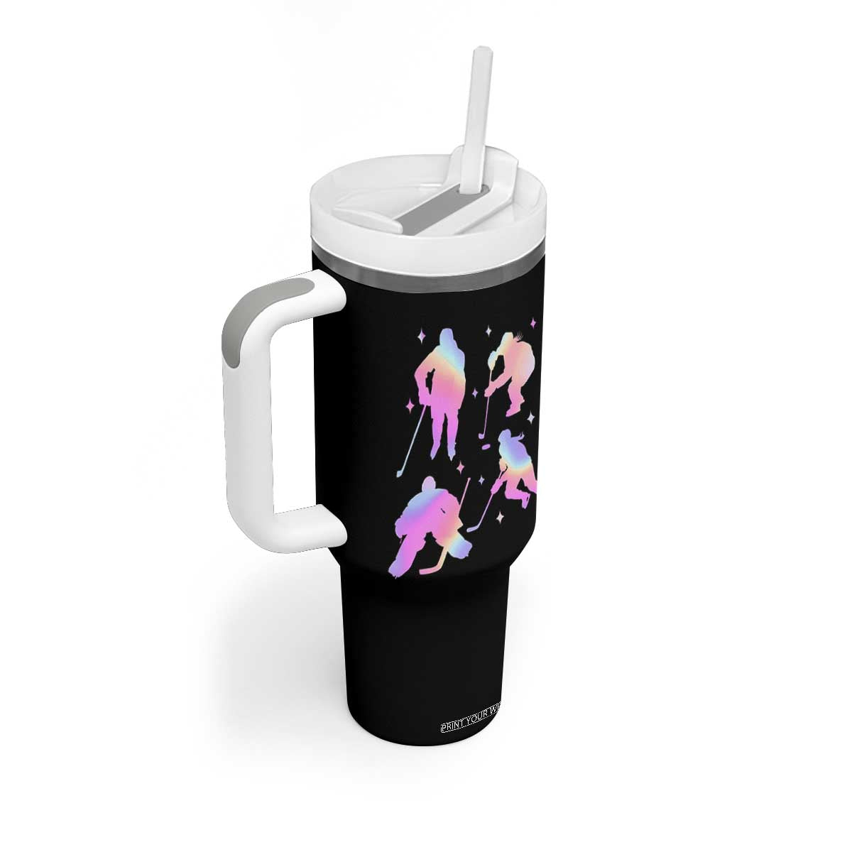 Iridescent Effect Hockey Players Retro Sport Lover Gift Tumbler With Handle TS12 Print Your Wear