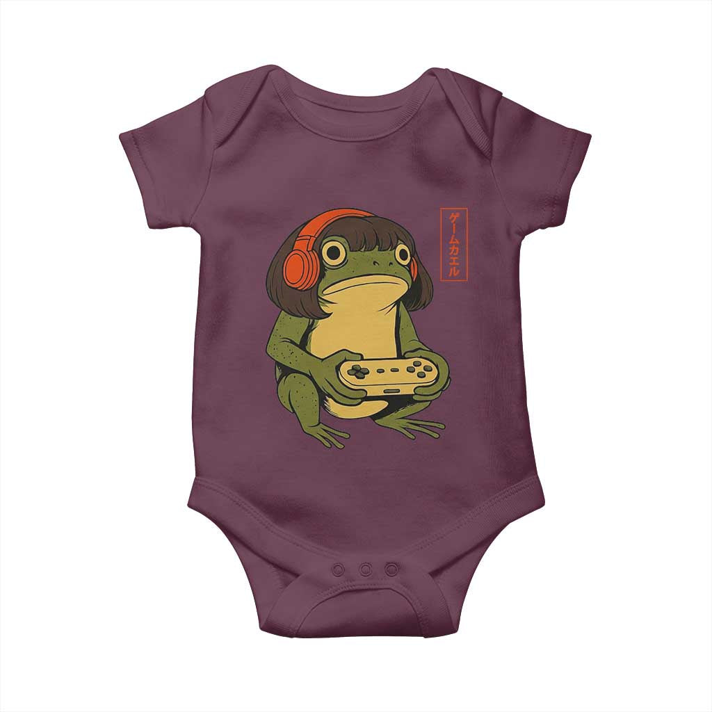 Funny Frog Bob Haircut Gamer Meme Baby Onesie Game Lover TS12 Maroon Print Your Wear