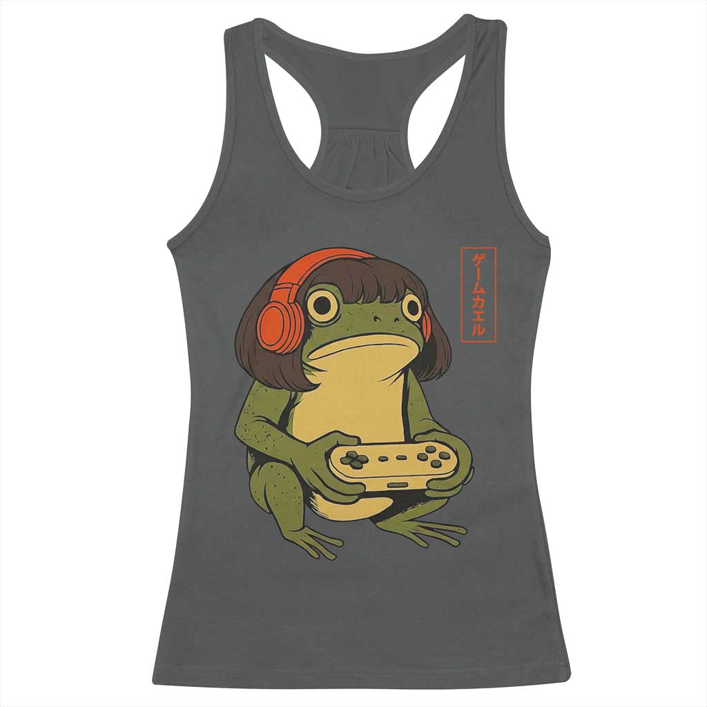 Funny Frog Bob Haircut Gamer Meme Racerback Tank Top Game Lover TS12 Dark Heather Print Your Wear