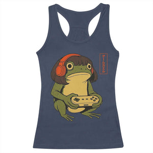 Funny Frog Bob Haircut Gamer Meme Racerback Tank Top Game Lover TS12 Navy Print Your Wear