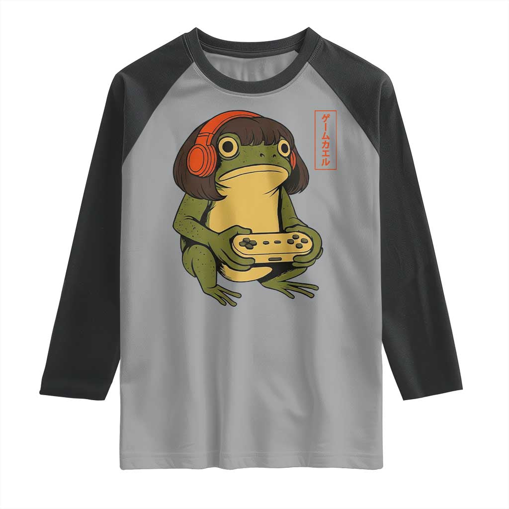 Funny Frog Bob Haircut Gamer Meme Raglan Shirt Game Lover TS12 Sport Gray Black Print Your Wear