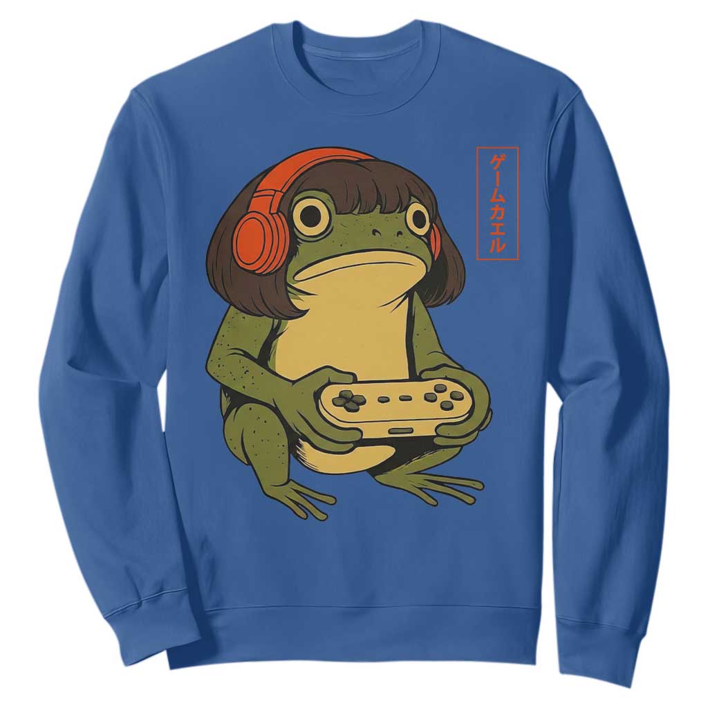 Funny Frog Bob Haircut Gamer Meme Sweatshirt Game Lover TS12 Royal Blue Print Your Wear