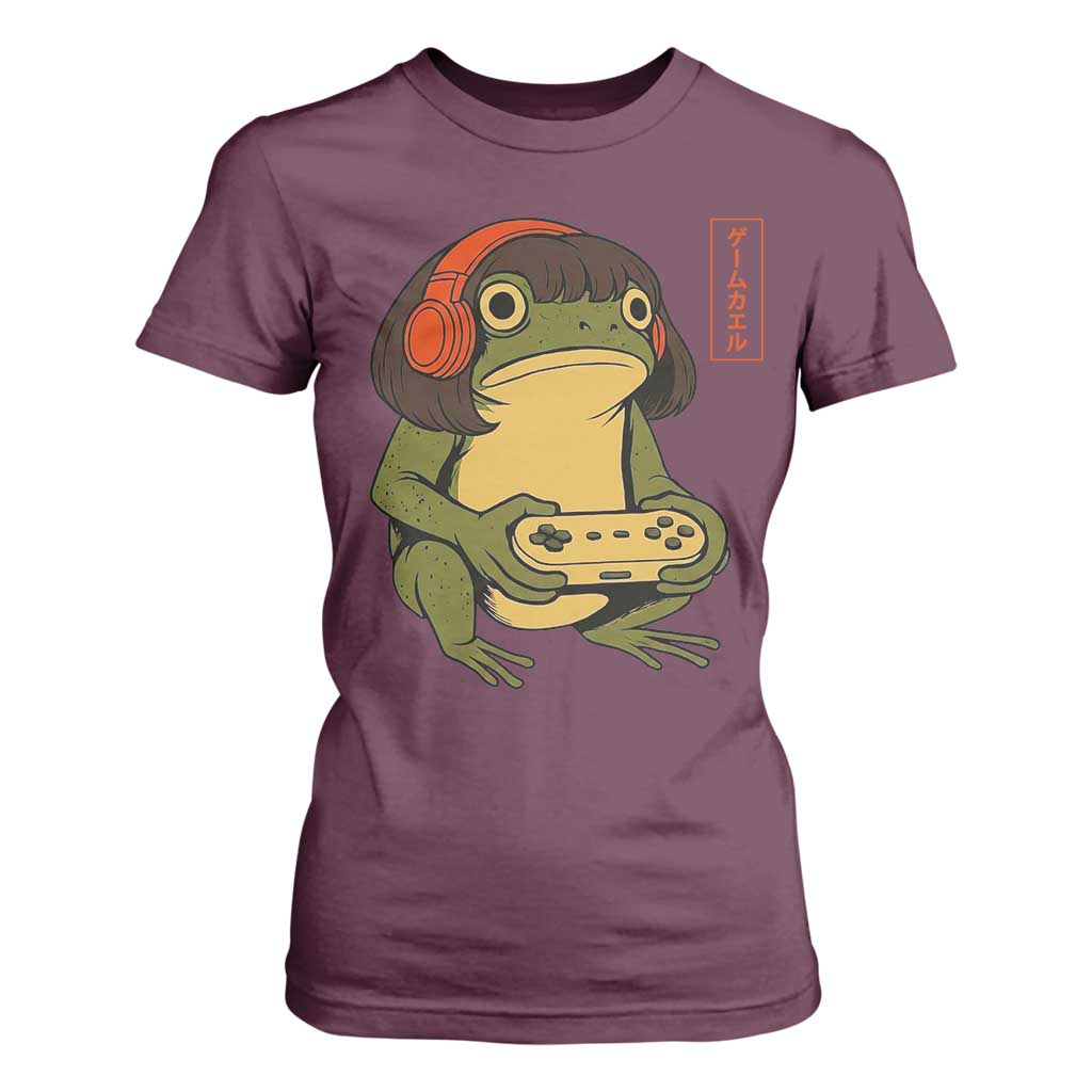 Funny Frog Bob Haircut Gamer Meme T Shirt For Women Game Lover TS12 Maroon Print Your Wear