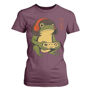 Funny Frog Bob Haircut Gamer Meme T Shirt For Women Game Lover TS12 Maroon Print Your Wear