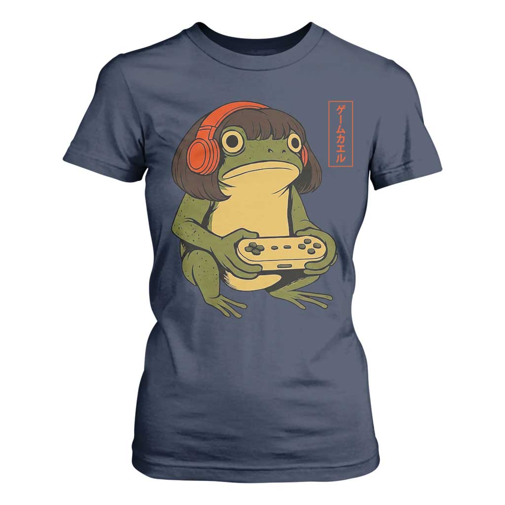 Funny Frog Bob Haircut Gamer Meme T Shirt For Women Game Lover TS12 Navy Print Your Wear