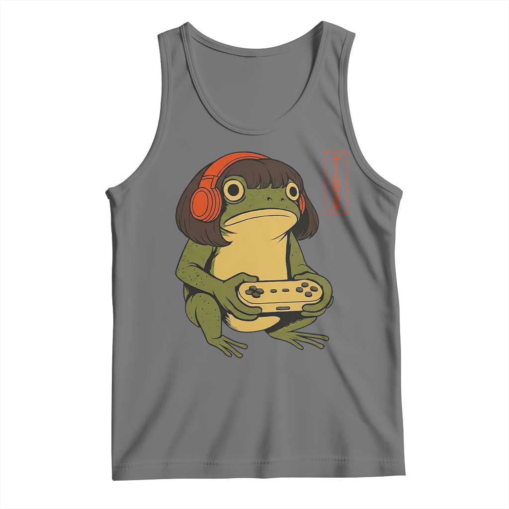 Funny Frog Bob Haircut Gamer Meme Tank Top Game Lover TS12 Black Heather Print Your Wear