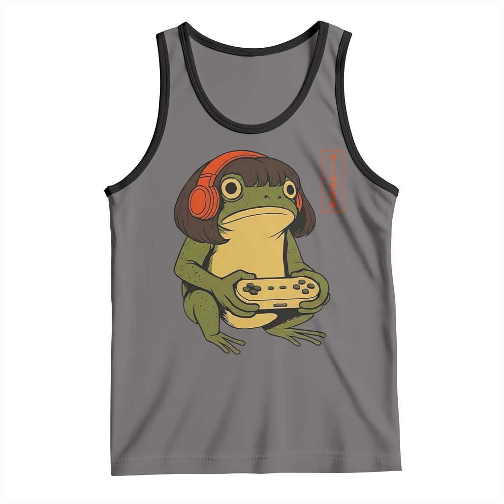 Funny Frog Bob Haircut Gamer Meme Tank Top Game Lover TS12 Deep Heather Black Print Your Wear