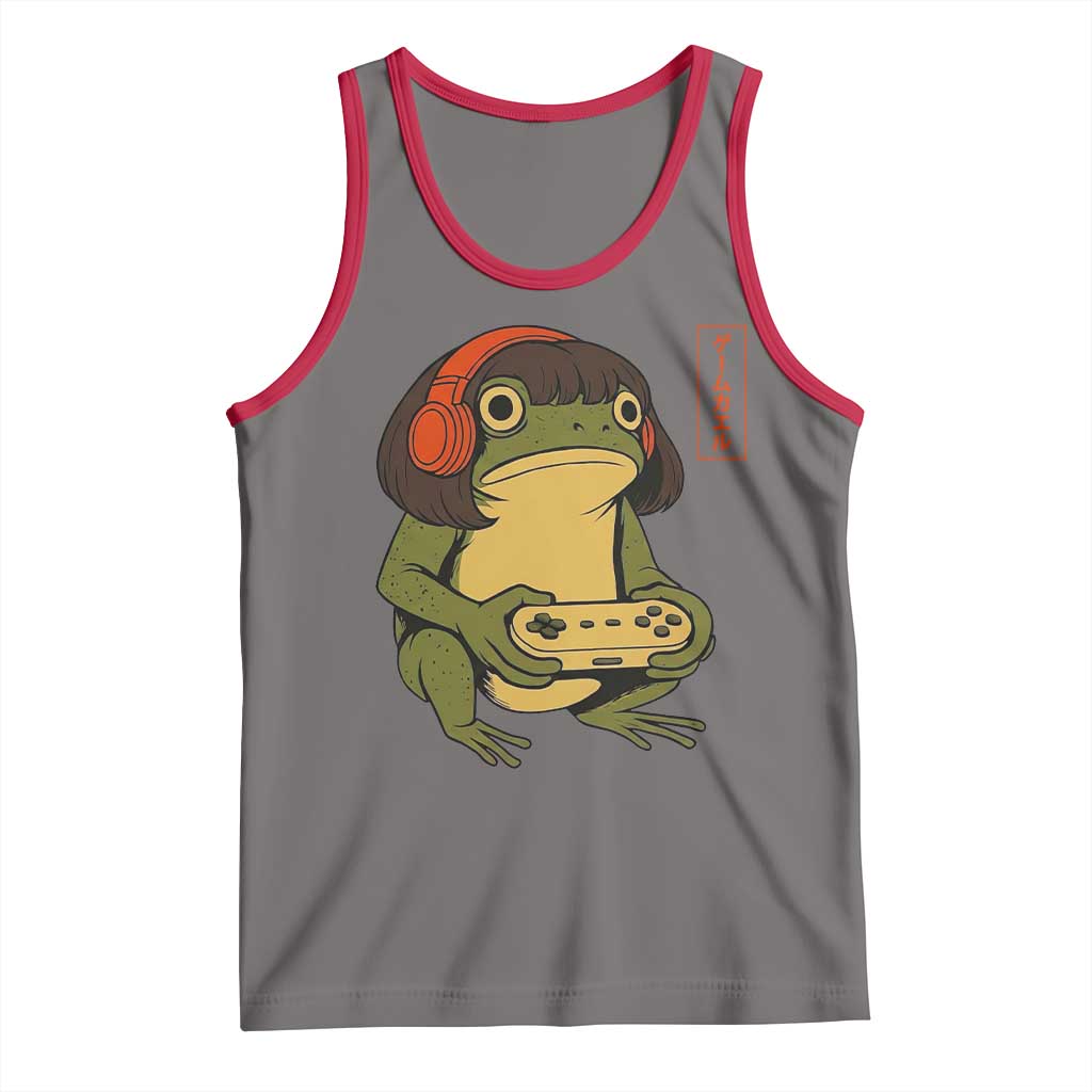 Funny Frog Bob Haircut Gamer Meme Tank Top Game Lover TS12 Deep Heather Red Print Your Wear