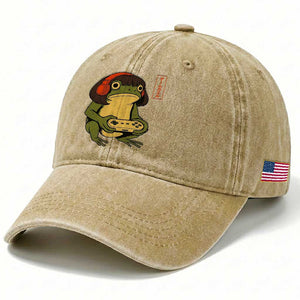 Funny Frog Bob Haircut Gamer Meme Washed Cotton Baseball Cap Game Lover TS12 Print Your Wear