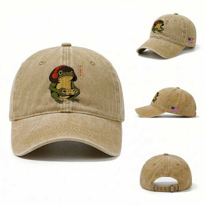 Funny Frog Bob Haircut Gamer Meme Washed Cotton Baseball Cap Game Lover TS12 Washed Cap Universal Fit Khaki Print Your Wear