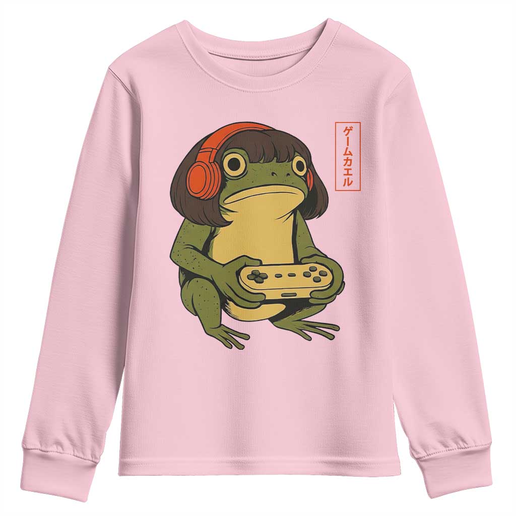 Funny Frog Bob Haircut Gamer Meme Youth Sweatshirt Game Lover TS12 Light Pink Print Your Wear