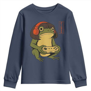 Funny Frog Bob Haircut Gamer Meme Youth Sweatshirt Game Lover TS12 Navy Print Your Wear