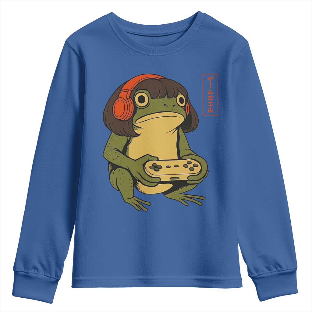Funny Frog Bob Haircut Gamer Meme Youth Sweatshirt Game Lover TS12 Royal Blue Print Your Wear