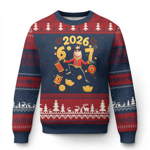 Funny Marcus The Worm Six Seven Meme Ugly Christmas Sweater Lunar New Year 2026 Gift TS12 Navy Red Print Your Wear