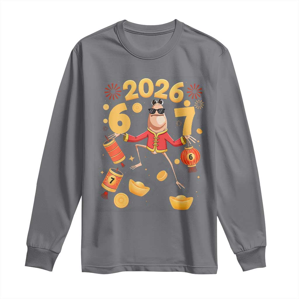 Funny Marcus The Worm Six Seven Meme Long Sleeve Shirt Lunar New Year 2026 Gift TS12 Charcoal Print Your Wear