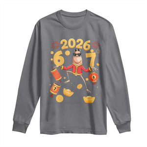 Funny Marcus The Worm Six Seven Meme Long Sleeve Shirt Lunar New Year 2026 Gift TS12 Charcoal Print Your Wear