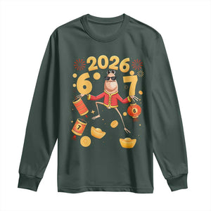 Funny Marcus The Worm Six Seven Meme Long Sleeve Shirt Lunar New Year 2026 Gift TS12 Dark Forest Green Print Your Wear