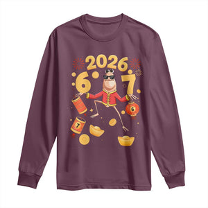 Funny Marcus The Worm Six Seven Meme Long Sleeve Shirt Lunar New Year 2026 Gift TS12 Maroon Print Your Wear