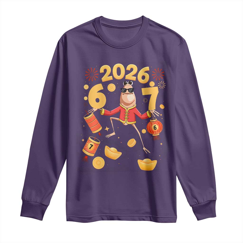 Funny Marcus The Worm Six Seven Meme Long Sleeve Shirt Lunar New Year 2026 Gift TS12 Purple Print Your Wear