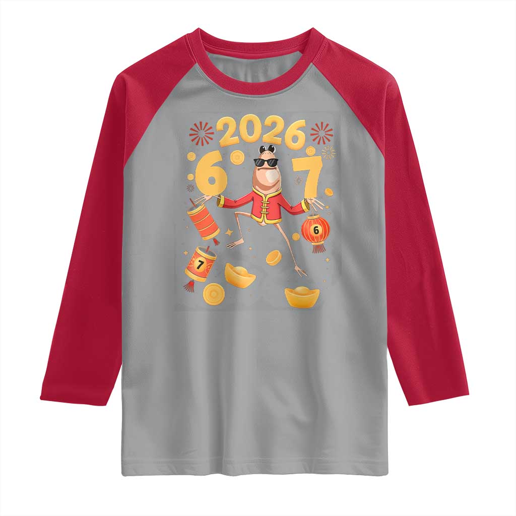 Funny Marcus The Worm Six Seven Meme Raglan Shirt Lunar New Year 2026 Gift TS12 Sport Gray Red Print Your Wear