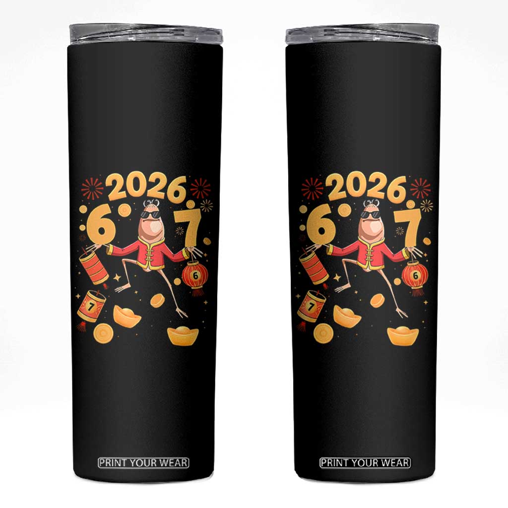 Funny Marcus The Worm Six Seven Meme Skinny Tumbler Lunar New Year 2026 Gift TS12 Black Print Your Wear