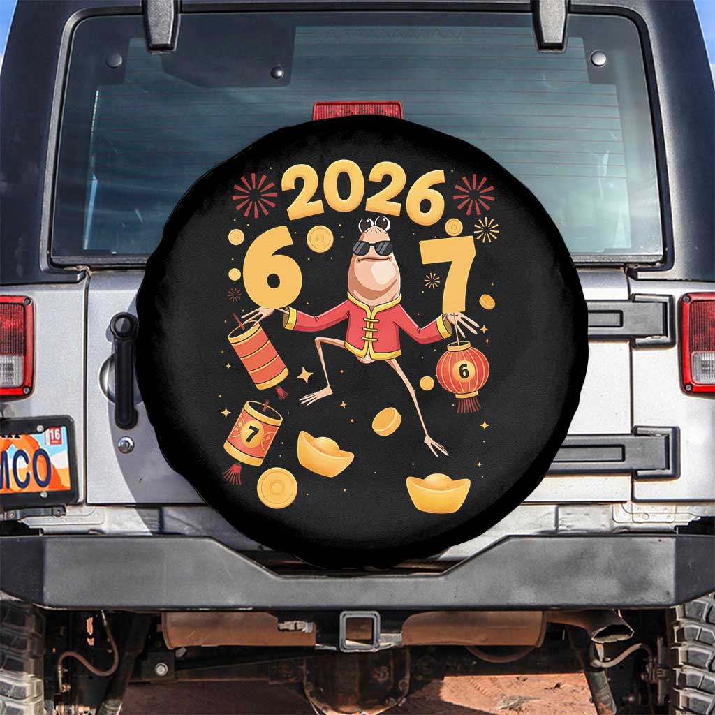 Funny Marcus The Worm Six Seven Meme Spare Tire Cover Lunar New Year 2026 Gift TS12 No hole Black Print Your Wear