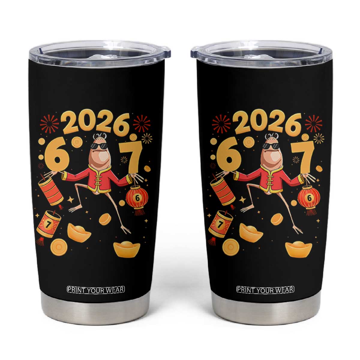 Funny Marcus The Worm Six Seven Meme Tumbler Cup Lunar New Year 2026 Gift TS12 Black Print Your Wear