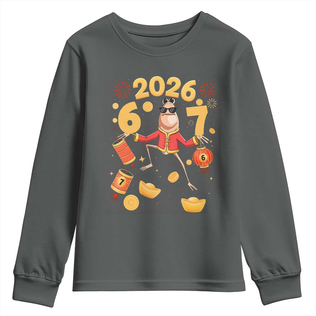 Funny Marcus The Worm Six Seven Meme Youth Sweatshirt Lunar New Year 2026 Gift TS12 Dark Heather Print Your Wear