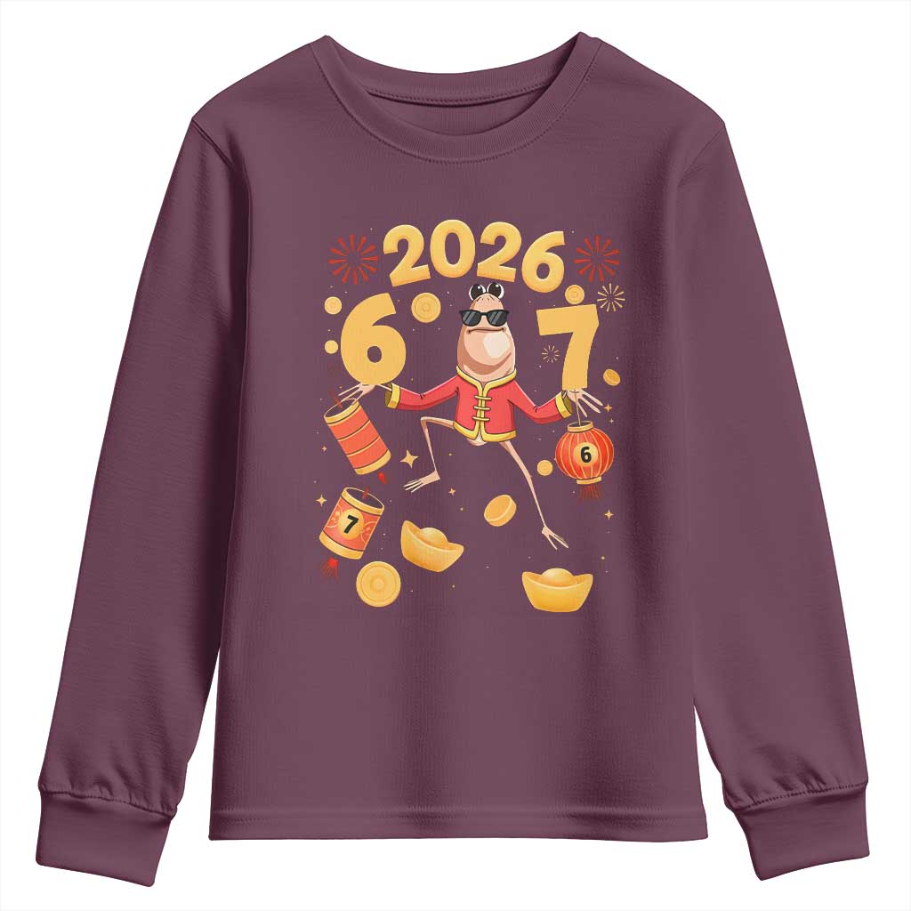 Funny Marcus The Worm Six Seven Meme Youth Sweatshirt Lunar New Year 2026 Gift TS12 Maroon Print Your Wear