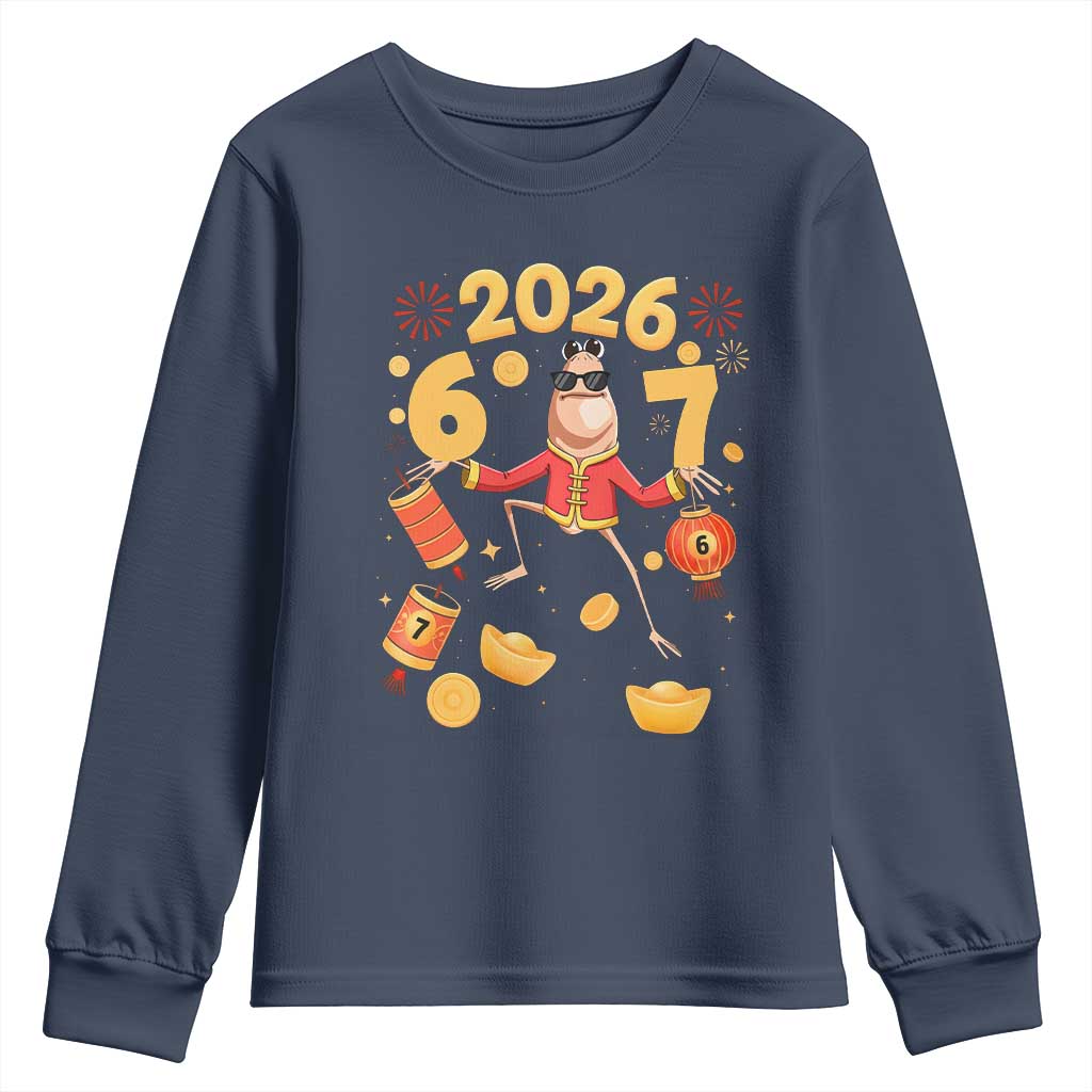 Funny Marcus The Worm Six Seven Meme Youth Sweatshirt Lunar New Year 2026 Gift TS12 Navy Print Your Wear