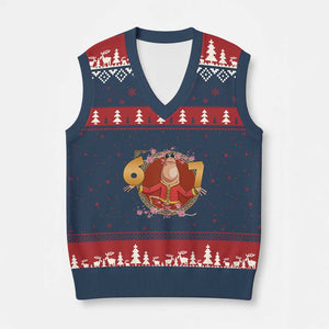 Funny Marcus The Worm Six Seven Lunar New Year Meme V-Neck Knit Sweater Vest TS12 Navy Red Print Your Wear