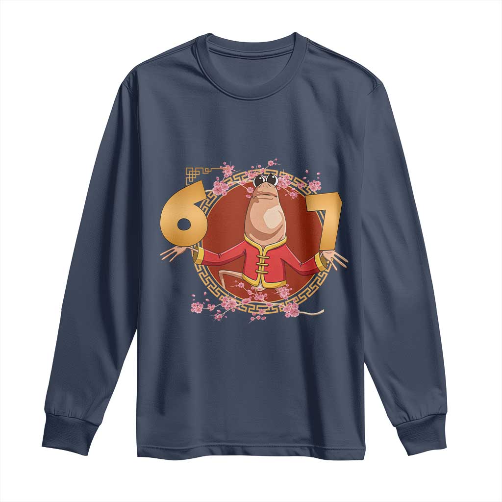 Funny Marcus The Worm Six Seven Lunar New Year Meme Long Sleeve Shirt TS12 Navy Print Your Wear