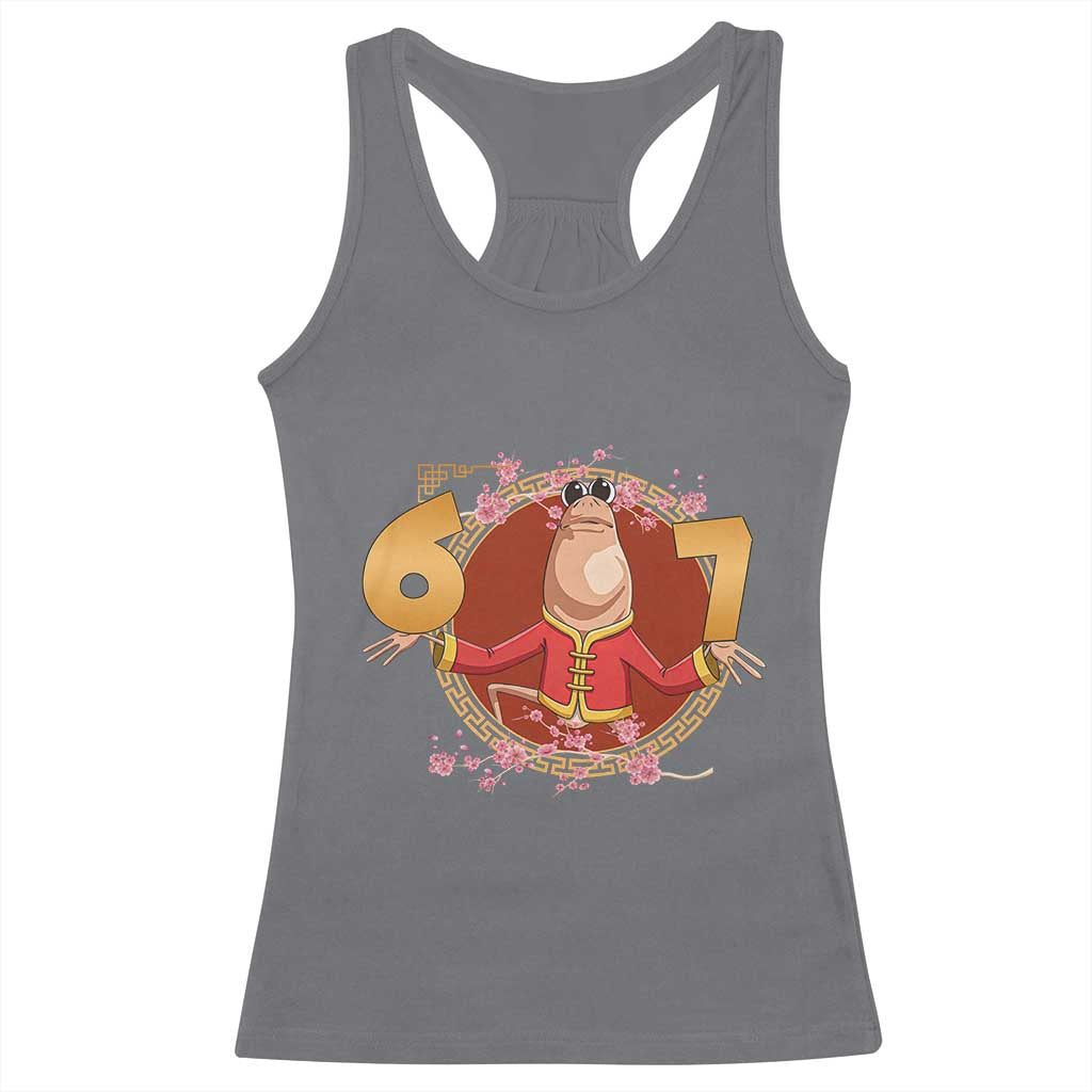 Funny Marcus The Worm Six Seven Lunar New Year Meme Racerback Tank Top TS12 Charcoal Print Your Wear