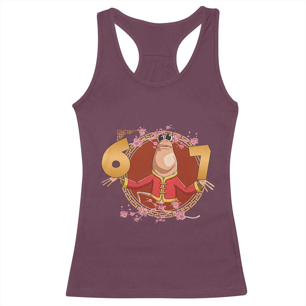 Funny Marcus The Worm Six Seven Lunar New Year Meme Racerback Tank Top TS12 Maroon Print Your Wear