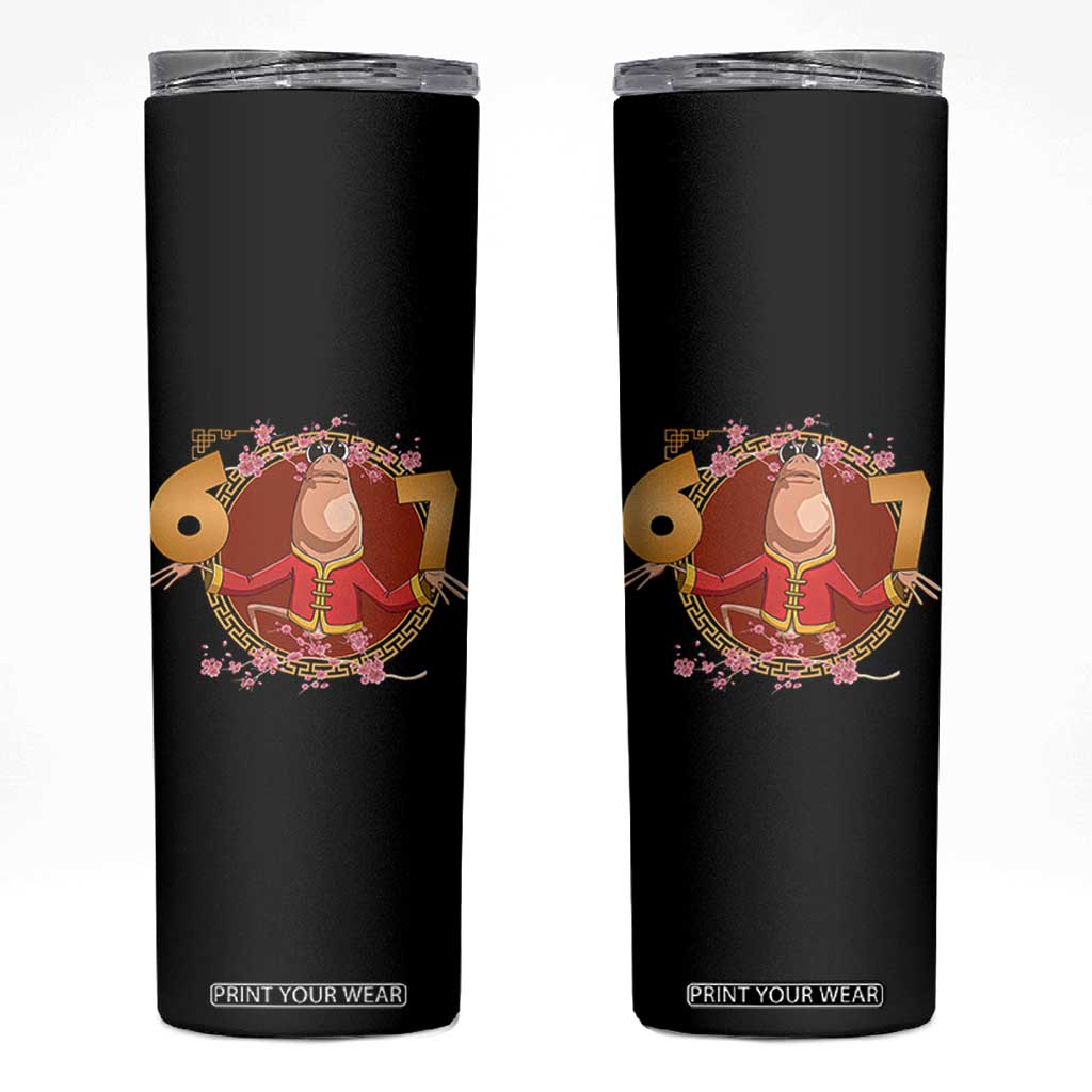 Funny Marcus The Worm Six Seven Lunar New Year Meme Skinny Tumbler TS12 Black Print Your Wear