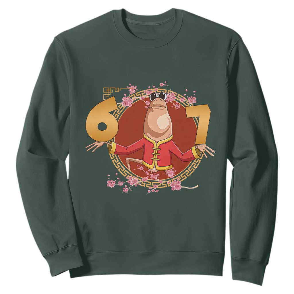 Funny Marcus The Worm Six Seven Lunar New Year Meme Sweatshirt TS12 Dark Forest Green Print Your Wear
