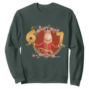 Funny Marcus The Worm Six Seven Lunar New Year Meme Sweatshirt TS12 Dark Forest Green Print Your Wear
