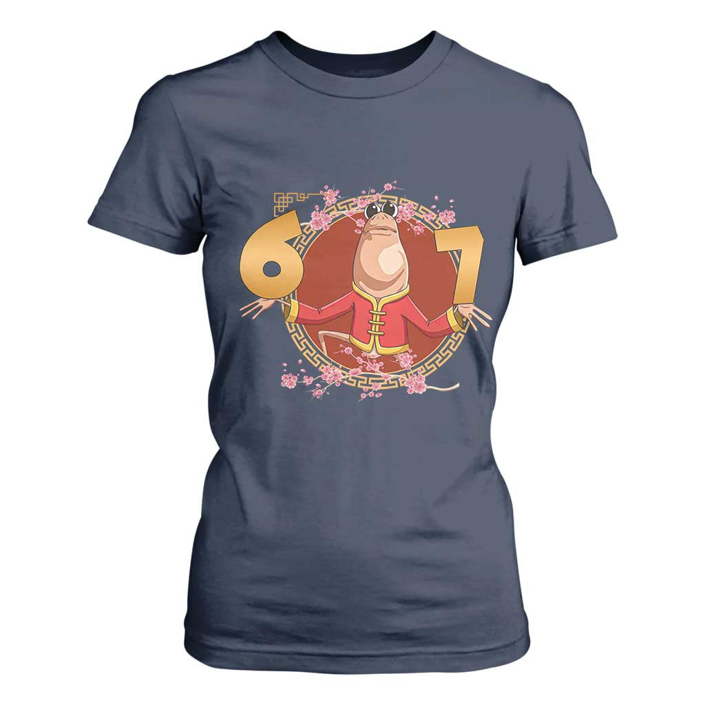 Funny Marcus The Worm Six Seven Lunar New Year Meme T Shirt For Women TS12 Navy Print Your Wear