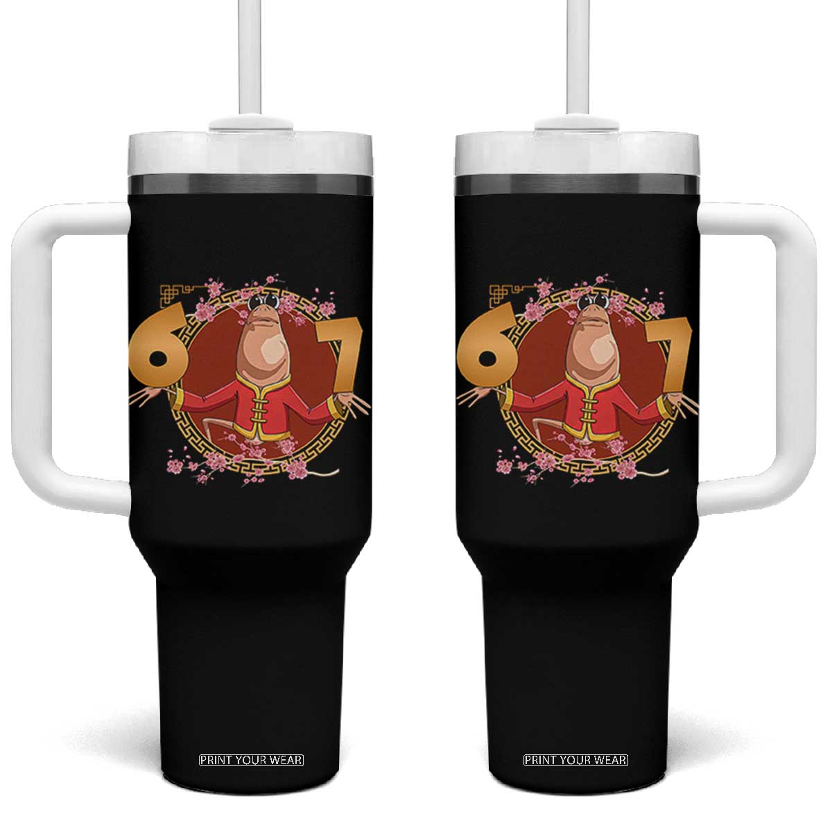 Funny Marcus The Worm Six Seven Lunar New Year Meme Tumbler With Handle TS12 One Size: 40 oz Black Print Your Wear
