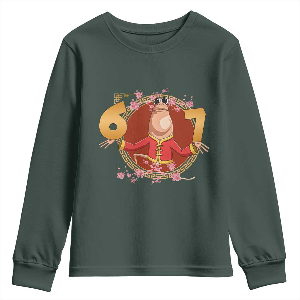 Funny Marcus The Worm Six Seven Lunar New Year Meme Youth Sweatshirt TS12 Dark Forest Green Print Your Wear