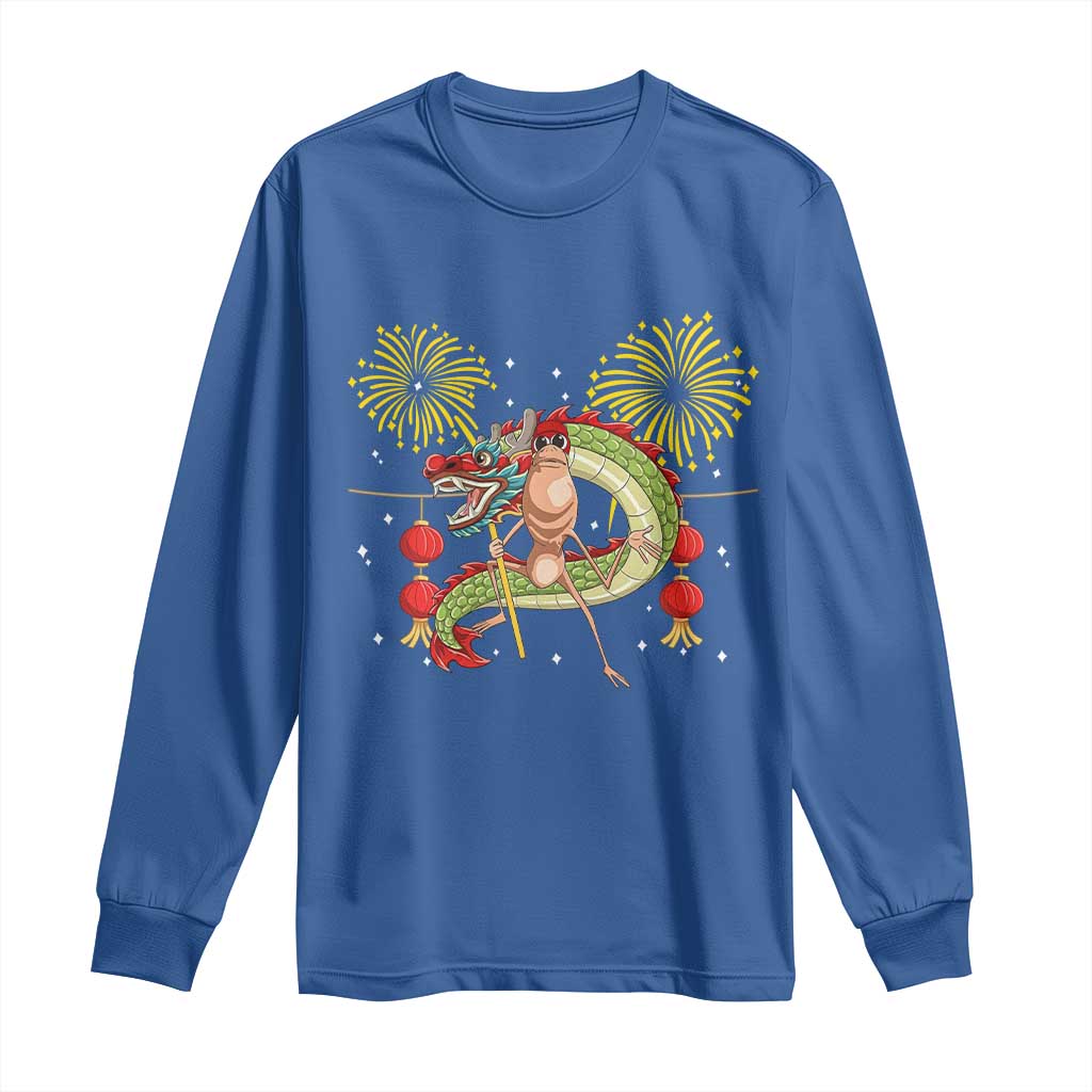 Funny Marcus The Worm Meme Long Sleeve Shirt Viral Lunar New Year TS12 Royal Blue Print Your Wear