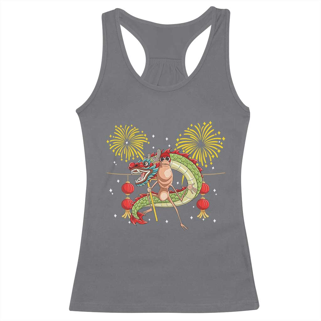 Funny Marcus The Worm Meme Racerback Tank Top Viral Lunar New Year TS12 Charcoal Print Your Wear