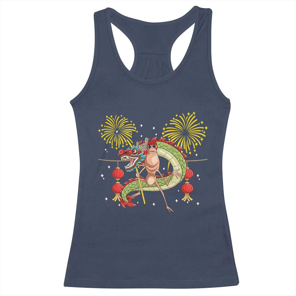 Funny Marcus The Worm Meme Racerback Tank Top Viral Lunar New Year TS12 Navy Print Your Wear