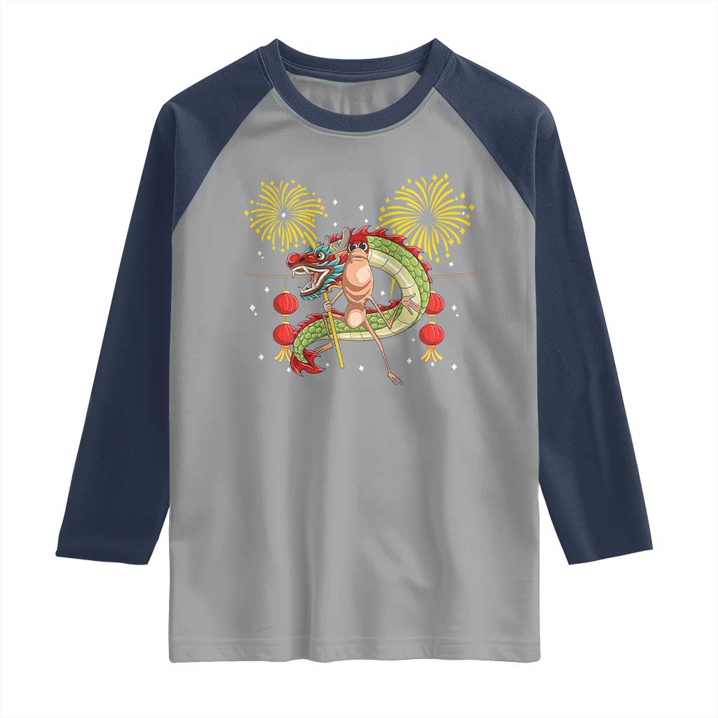 Funny Marcus The Worm Meme Raglan Shirt Viral Lunar New Year TS12 Sport Gray Navy Print Your Wear
