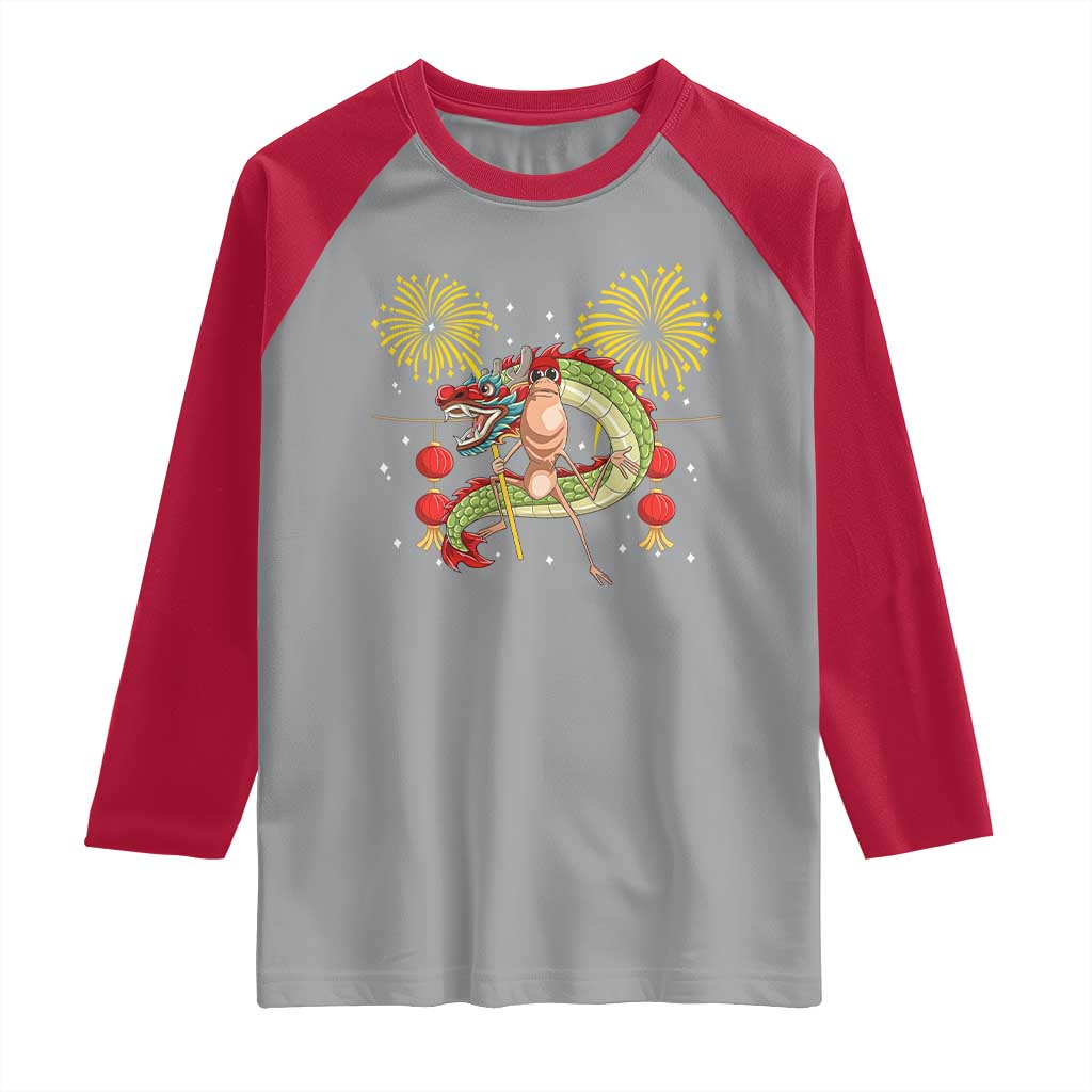 Funny Marcus The Worm Meme Raglan Shirt Viral Lunar New Year TS12 Sport Gray Red Print Your Wear